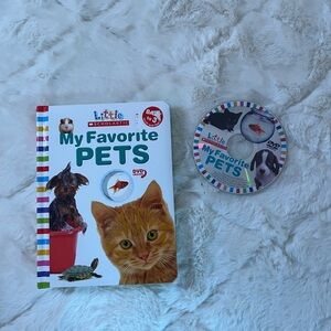 Little Scholastic My Favorite Pets Board Book w DVD Kids Learning Set